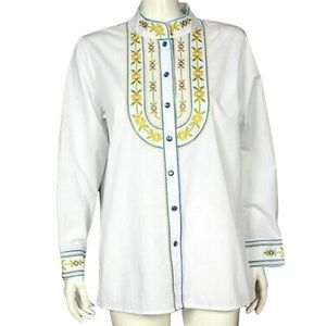 Bob Mackie wearable art button blouse